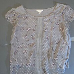 LC Lauren Conrad Gray Floral Blouse